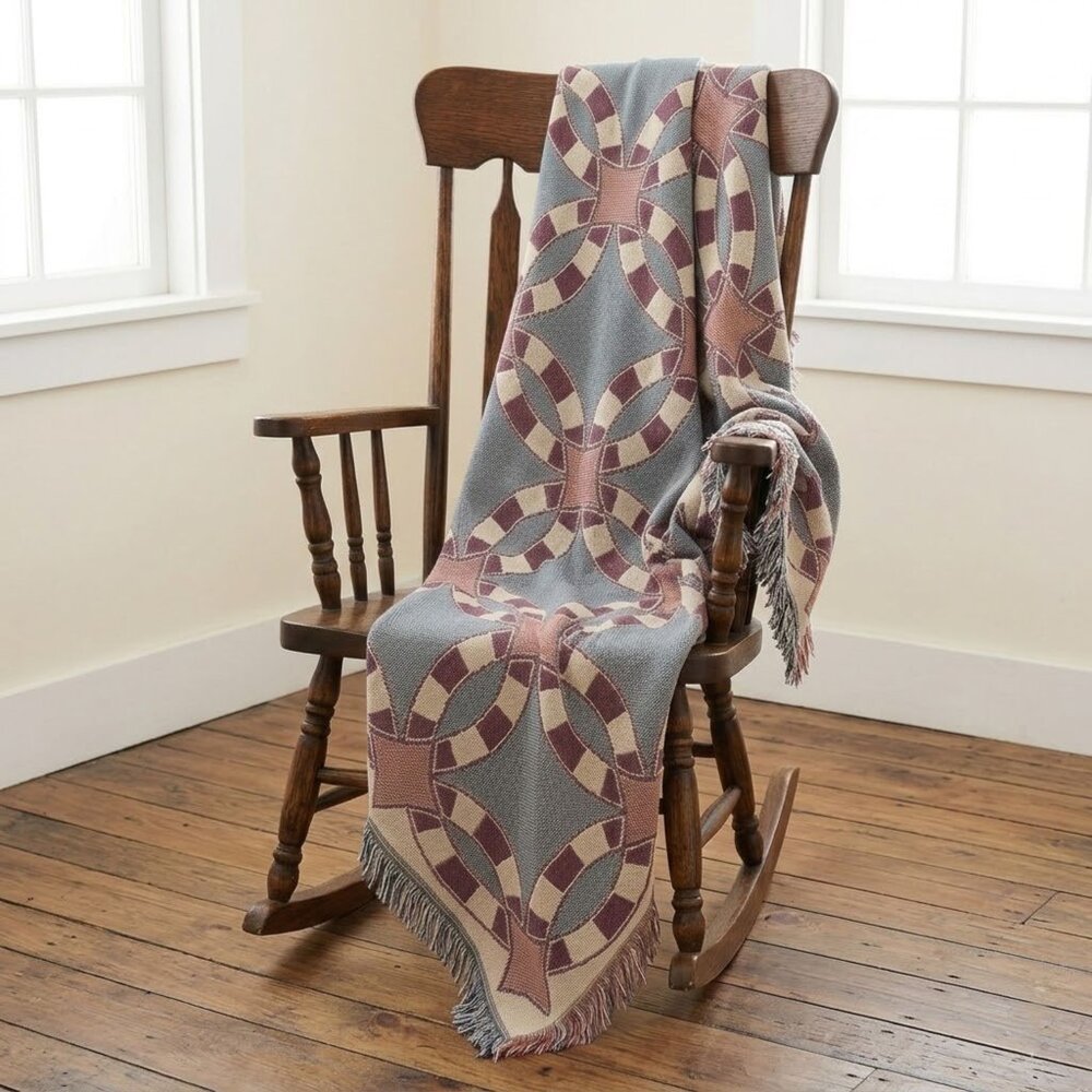 Cotton Classics by Chatham Jacquard Throw Wedding Ring Quilt Tapestry Blanket